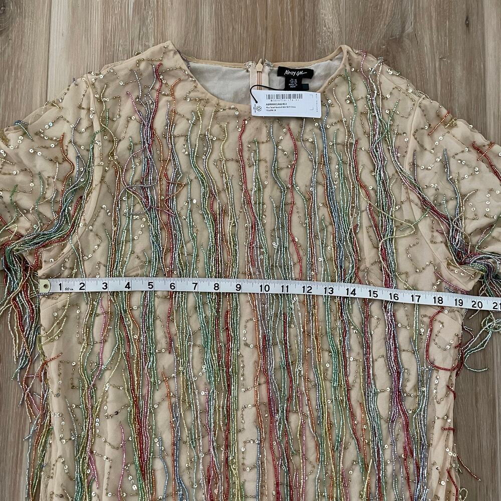 Nasty Gal Plus Size Tassel Beaded Mini Shift Dress 14 - Picture 3 of 9